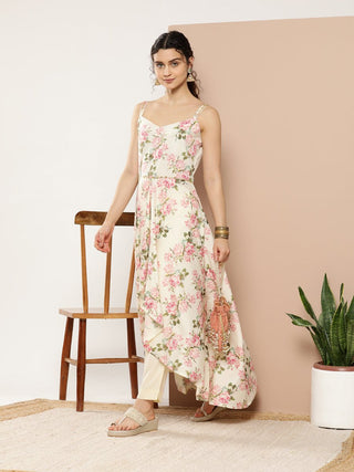 Ahalyaa Women Floral Printed Empire Gotta Patti Kurta With Trousers - Distacart