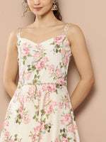 Thumbnail for Ahalyaa Women Floral Printed Empire Gotta Patti Kurta With Trousers - Distacart