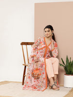 Thumbnail for Ahalyaa Women Pink Floral Printed High Slit Kurta with Trousers - Distacart