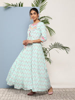 Thumbnail for Ahalyaa Women Printed Tie-Ups Maxi Ethnic Dress - Distacart
