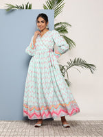 Thumbnail for Ahalyaa Women Printed Tie-Ups Maxi Ethnic Dress - Distacart