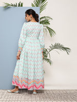 Thumbnail for Ahalyaa Women Printed Tie-Ups Maxi Ethnic Dress - Distacart