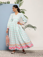 Thumbnail for Ahalyaa Women Printed Tie-Ups Maxi Ethnic Dress - Distacart