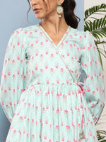 Thumbnail for Ahalyaa Women Printed Tie-Ups Maxi Ethnic Dress - Distacart