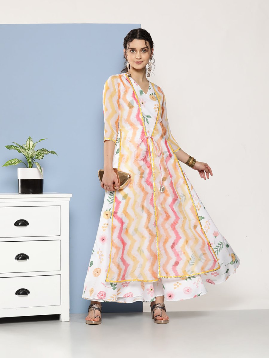 Ahalyaa Women Printed Layered Maxi Ethnic Dress - Distacart
