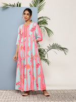 Thumbnail for Ahalyaa Women Printed Layered Maxi Ethnic Dress - Distacart