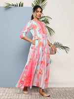 Thumbnail for Ahalyaa Women Printed Layered Maxi Ethnic Dress - Distacart