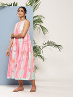 Thumbnail for Ahalyaa Women Floral Printed Empire Midi Ethnic Dress - Distacart