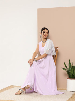 Ahalyaa Women Printed Ruffles Maxi Ethnic Dress - Distacart