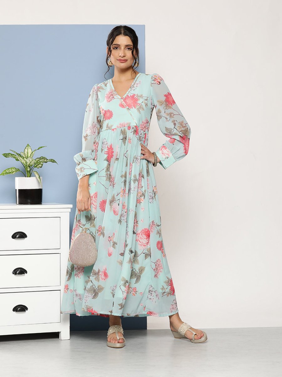 Ahalyaa Women Floral Printed Maxi Ethnic Dress - Distacart