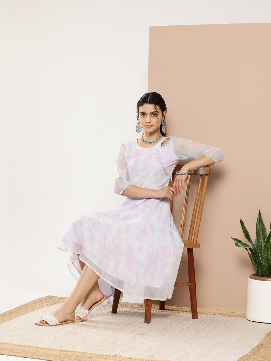 Ahalyaa Women Floral Printed Empire Midi Ethnic Dress - Distacart