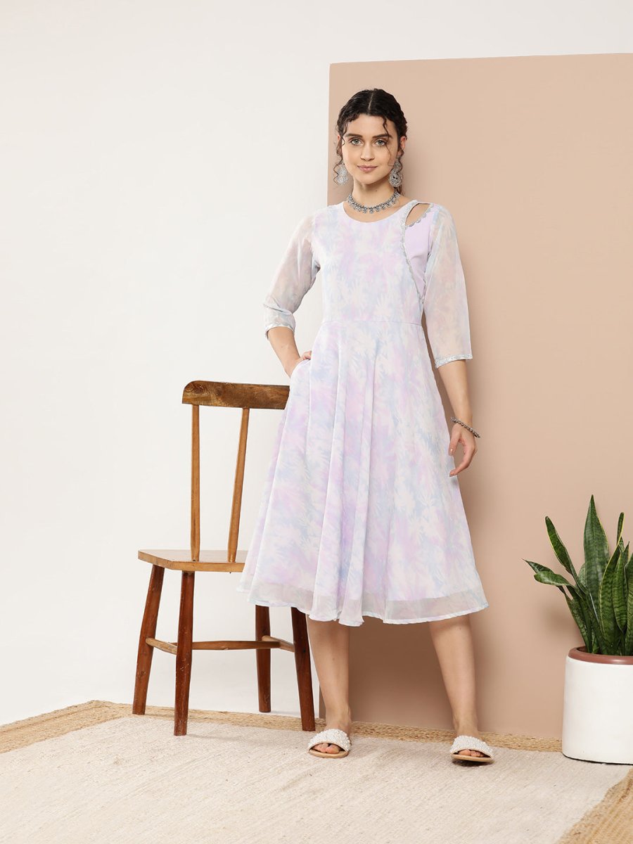 Ahalyaa Women Floral Printed Empire Midi Ethnic Dress - Distacart