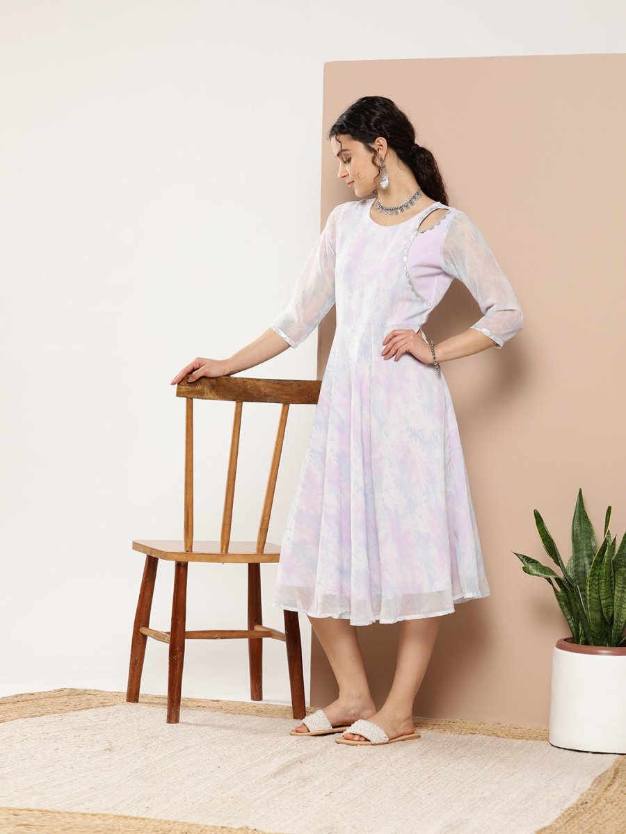 Ahalyaa Women Floral Printed Empire Midi Ethnic Dress - Distacart