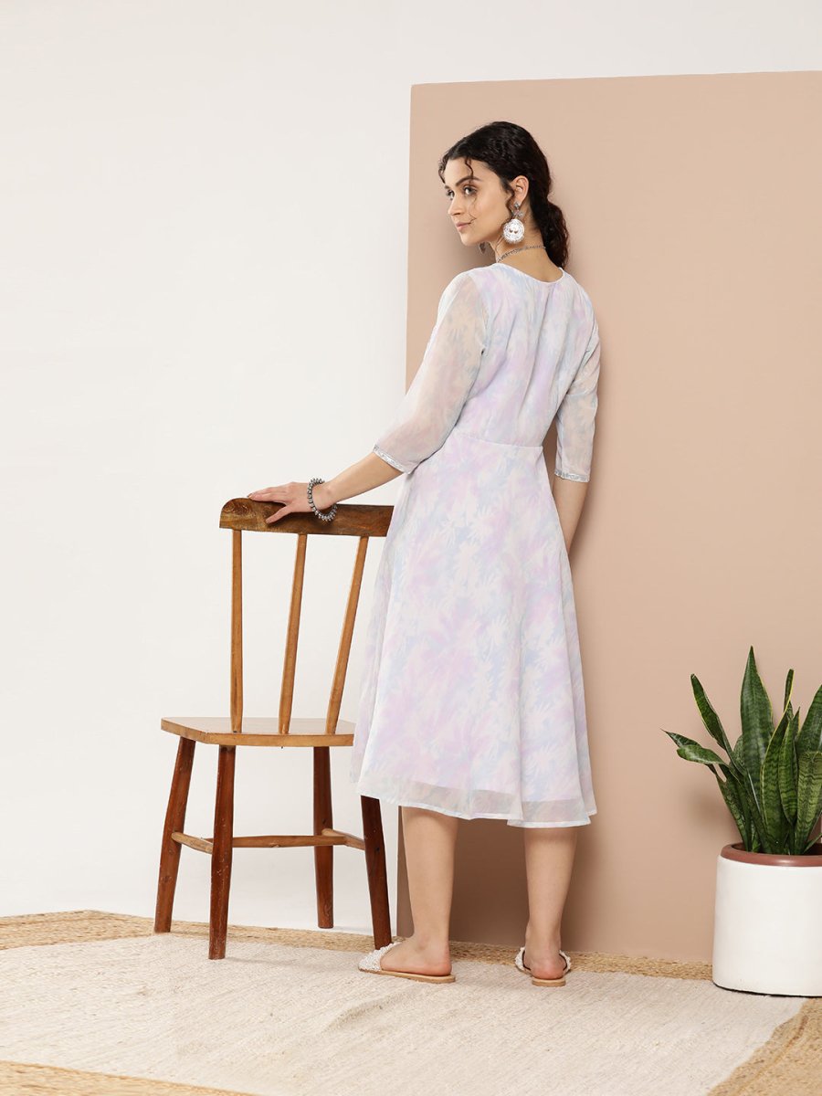 Ahalyaa Women Floral Printed Empire Midi Ethnic Dress - Distacart