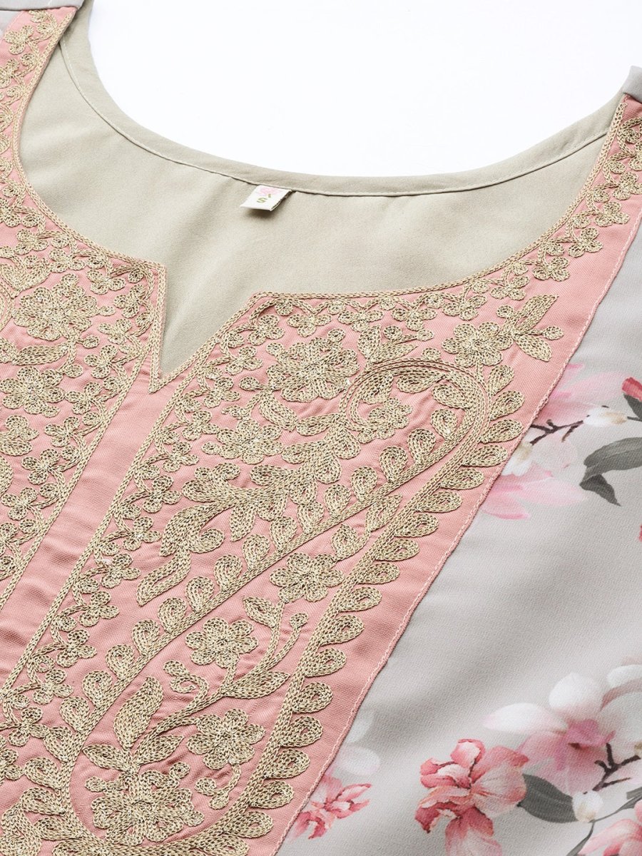 Ahalyaa Women Embroidered Floral Printed Ethnic Dress - Distacart