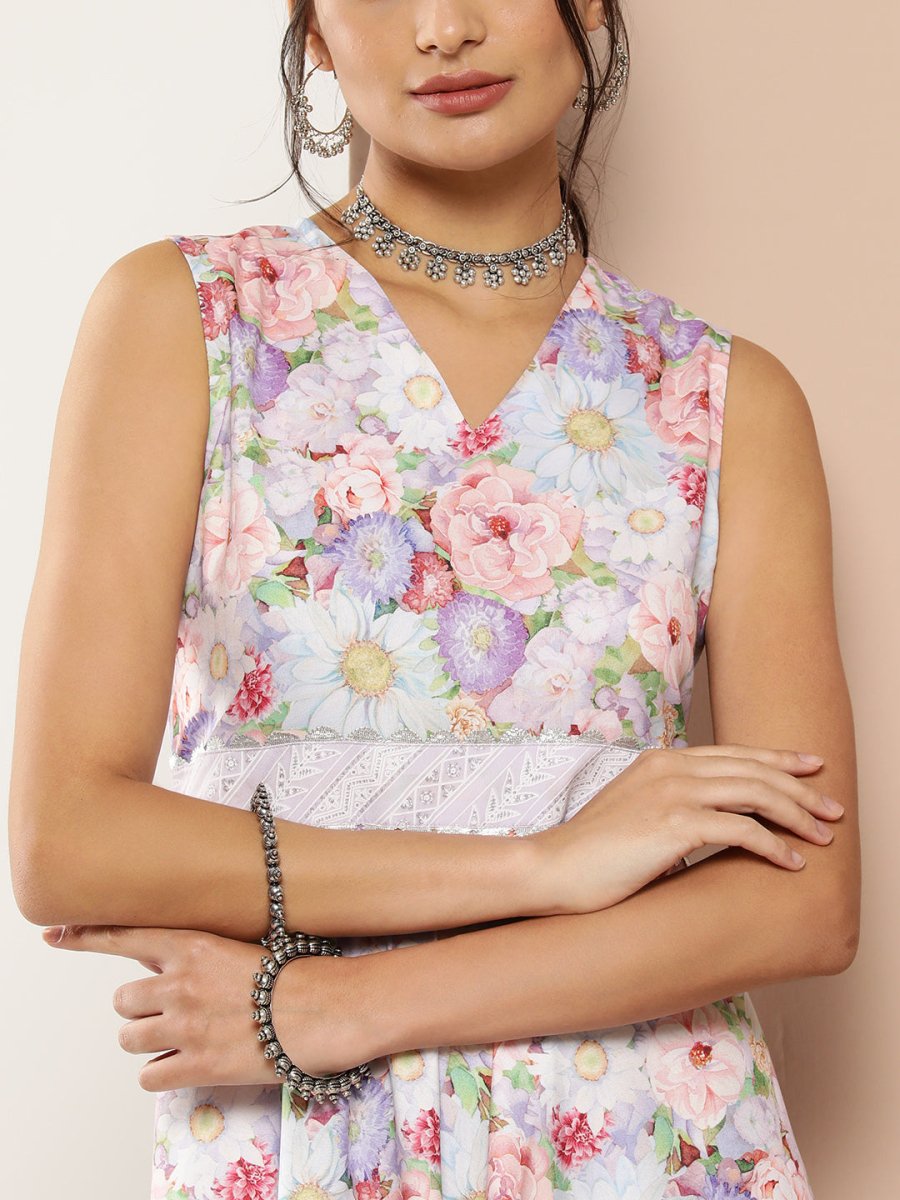 Ahalyaa Women Floral Printed Maxi Ethnic Dress - Distacart
