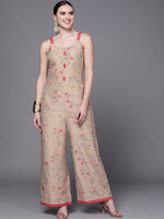 Thumbnail for Ahalyaa Women Tan Printed Basic Jumpsuit - Distacart