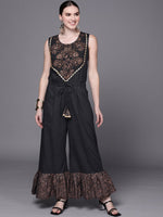 Thumbnail for Ahalyaa Women Black Printed Basic Jumpsuit - Distacart
