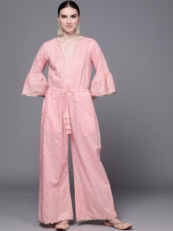 Ahalyaa Women Pink Printed Basic Jumpsuit - Distacart