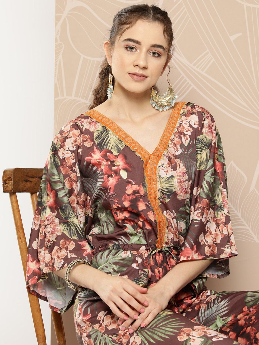 Ahalyaa Printed Waist Tie-Ups Basic Jumpsuit - Distacart