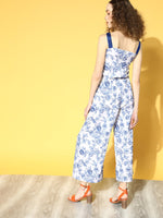 Thumbnail for Ahalyaa Women Stunning Blue Printed Cinched Waist Jumpsuit - Distacart