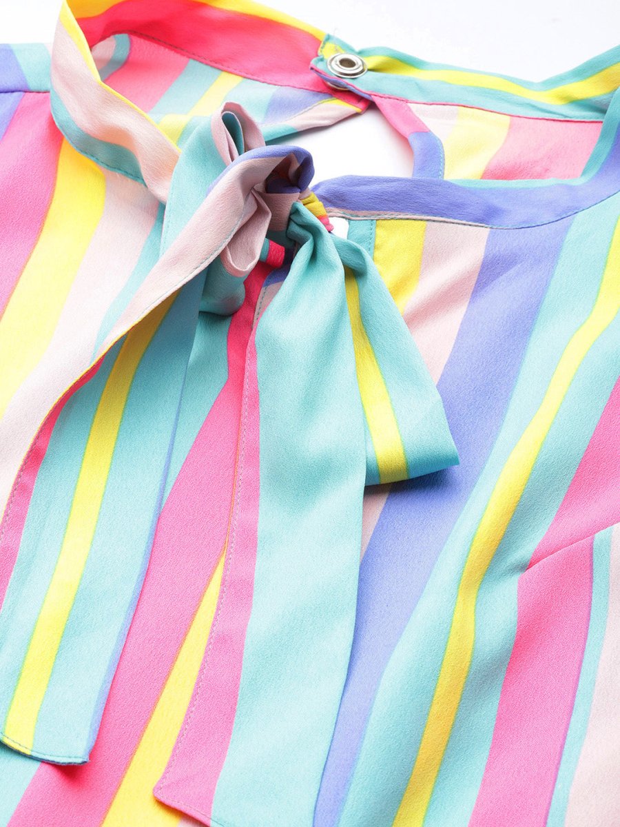 Ahalyaa Multicoloured Striped Basic Jumpsuit - Distacart