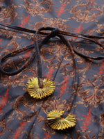Thumbnail for Ahalyaa Grey & Brown Velvet Printed Basic Jumpsuit with Pocket - Distacart