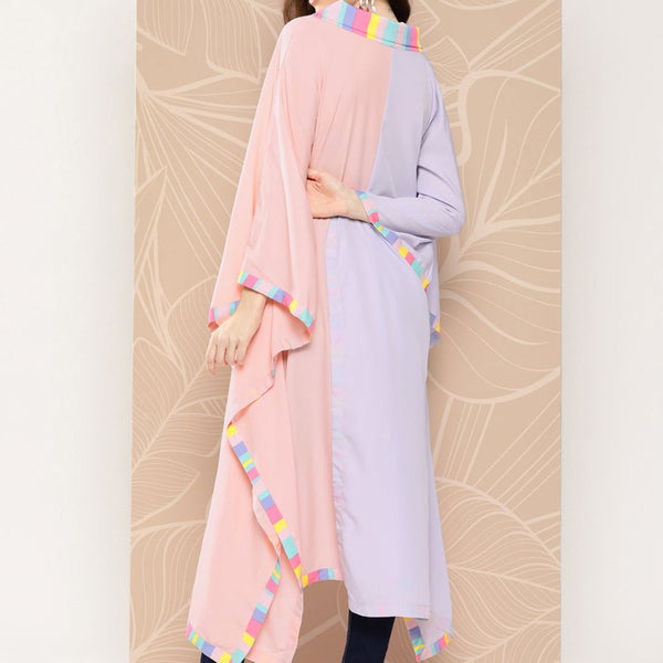 Ahalyaa Women Colourblocked Flared Sleeves Gotta Patti Crepe Kaftan Kurta - Distacart