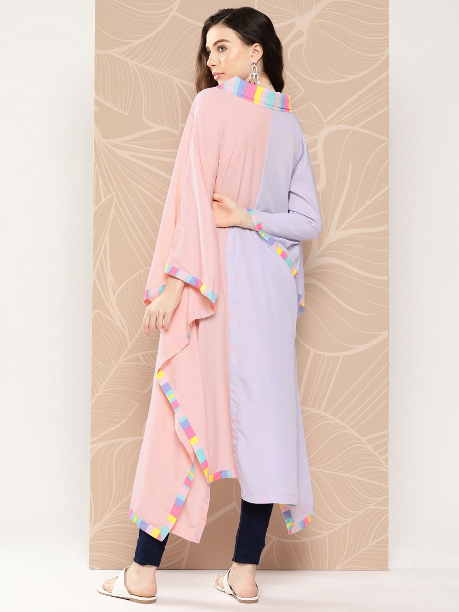 Ahalyaa Women Colourblocked Flared Sleeves Gotta Patti Crepe Kaftan Kurta - Distacart