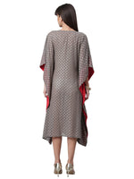 Thumbnail for Ahalyaa Women Grey & Golden Ethnic Motifs Printed Flared Sleeves Beautiful Kaftan Kurta