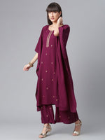 Thumbnail for Ahalyaa Burgundy & Golden Printed Kurta with Palazzo