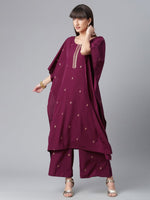 Thumbnail for Ahalyaa Burgundy & Golden Printed Kurta with Palazzo