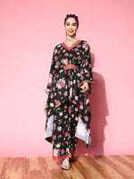 Thumbnail for Ahalyaa Women Floral Printed Gotta Patti Kurta with Palazzos - Distacart