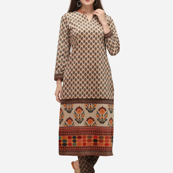 Ahalyaa Off White Long Kurta With Pant