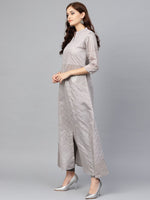 Thumbnail for Ahalyaa Women Grey & Silver Printed A-Line Kurta