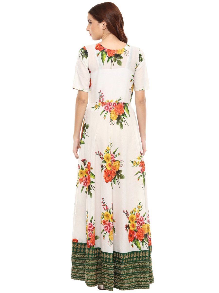 Ahalyaa Printed Pure Cotton Blend Flared Kurta Dress