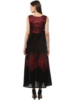Thumbnail for Ahalyaa Women Black and Red Indo western Cotton Blend Kalidar Kurta