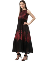 Thumbnail for Ahalyaa Women Black and Red Indo western Cotton Blend Kalidar Kurta