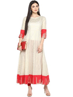 Thumbnail for Ahalyaa Off White & Red Gold Printed Anarkali - Distacart