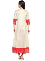 Thumbnail for Ahalyaa Off White & Red Gold Printed Anarkali - Distacart