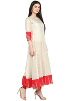 Thumbnail for Ahalyaa Off White & Red Gold Printed Anarkali - Distacart