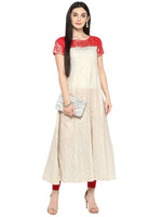 Thumbnail for Ahalyaa Red & Off White Metallic Print Beautiful Anarkali Kurta