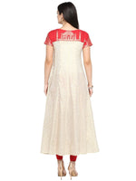 Thumbnail for Ahalyaa Red & Off White Metallic Print Beautiful Anarkali Kurta