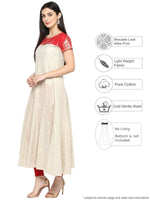 Thumbnail for Ahalyaa Red & Off White Metallic Print Beautiful Anarkali Kurta