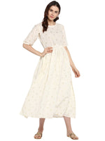 Thumbnail for Ahalyaa Women White Printed Fit and Flare Dress - Distacart