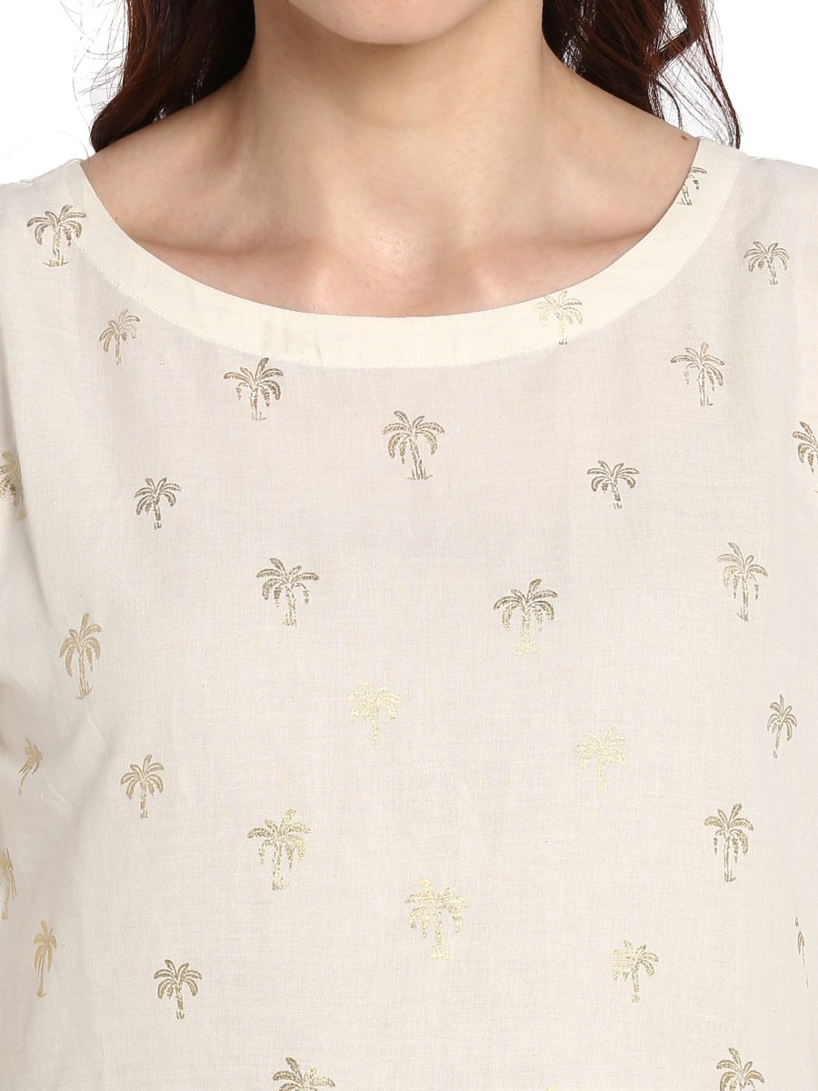 Ahalyaa Women White Printed Fit and Flare Dress - Distacart