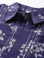 Thumbnail for Ahalyaa Women Navy Blue & Silver Printed Pathani Kurta - Distacart