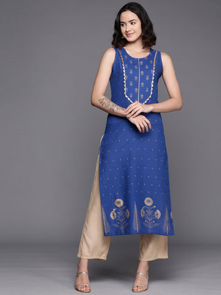 Ahalyaa Floral Printed Gotta Patti Pure Cotton Kurta - Distacart