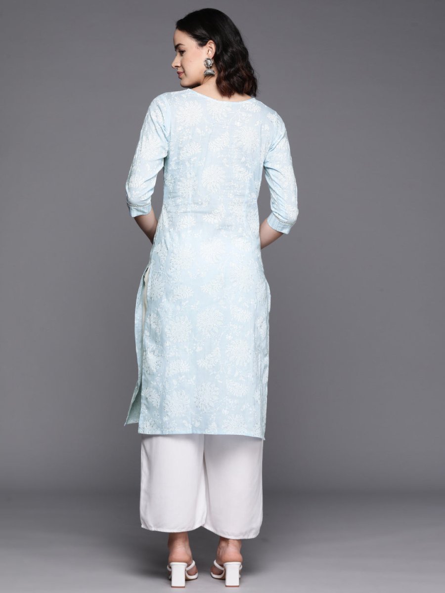 Ahalyaa Floral Block Print Pure Cotton Kurta - Distacart