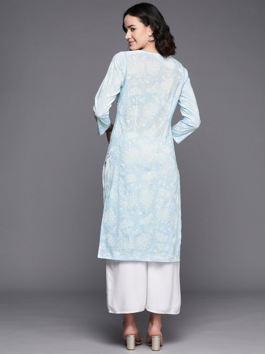 Ahalyaa Floral Printed Zari Pure Cotton Kurta - Distacart